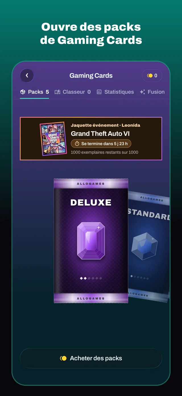 Ouvre des packs de Gaming Cards