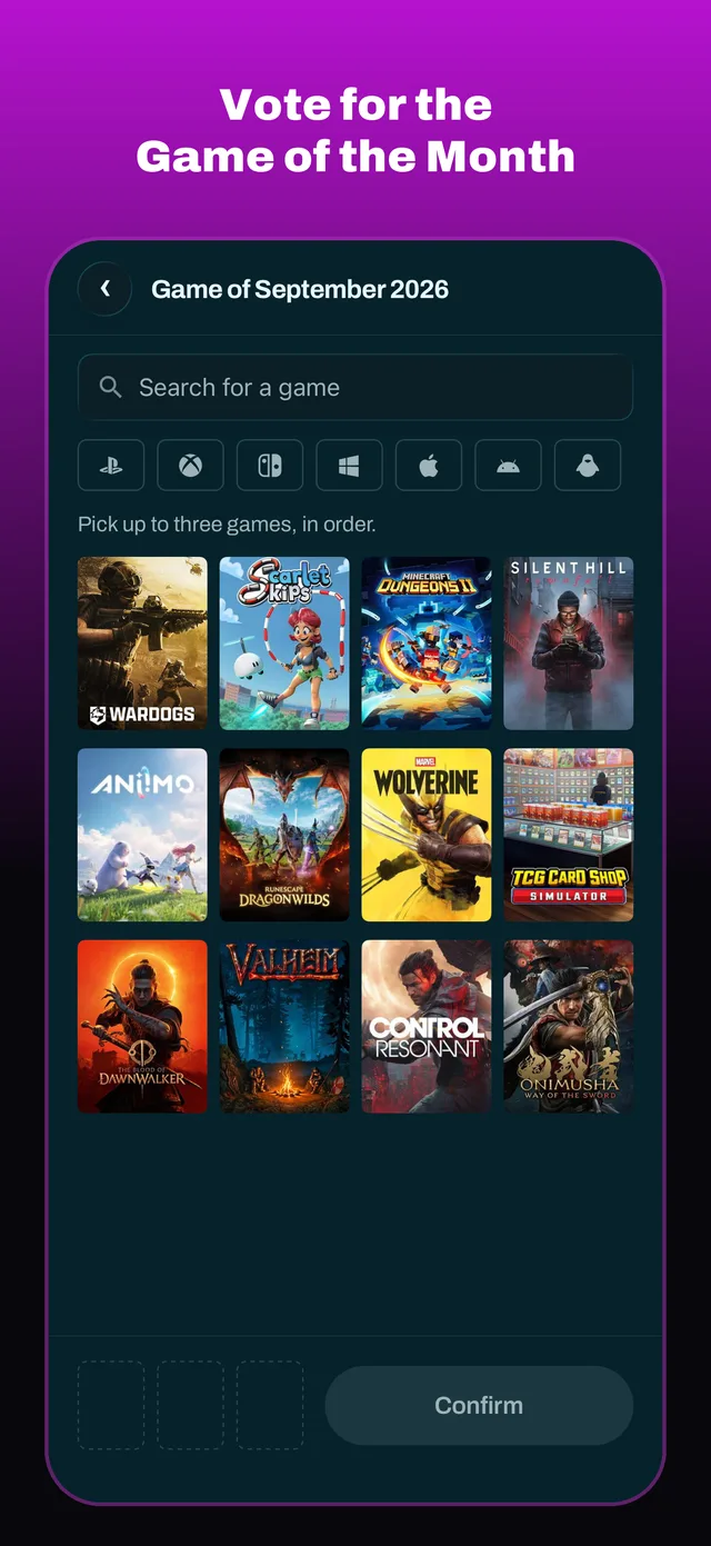 Vote for the Game of the Month