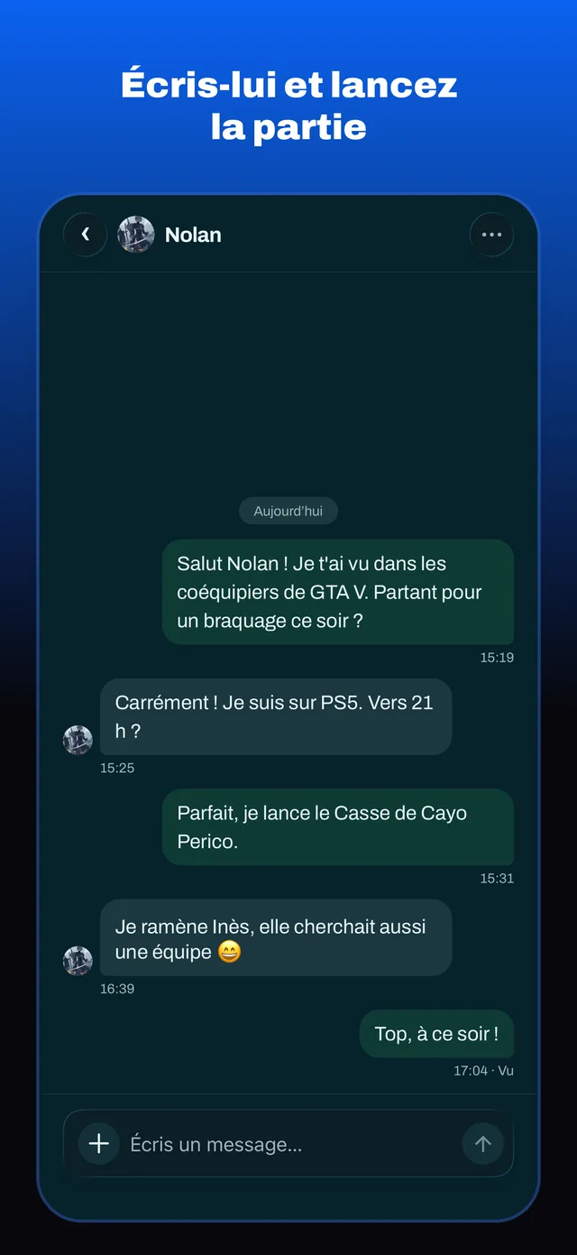 Écris-lui et lancez la partie