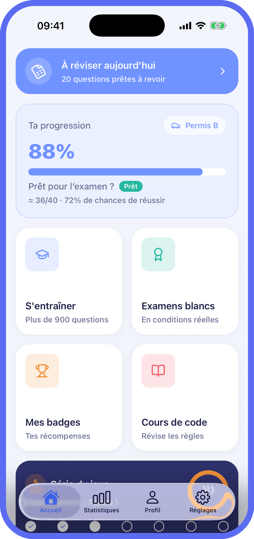 Écran d'accueil de Code Express